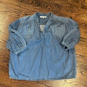 Frame Denim Blue Denim Peasant Blouse